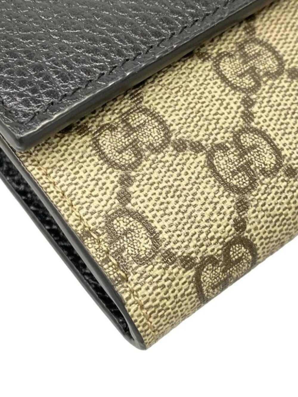 GUCCI GG Marmont Continental Wallet 456116 Black Beige Ebony Leather PVC - Picture 7 of 12